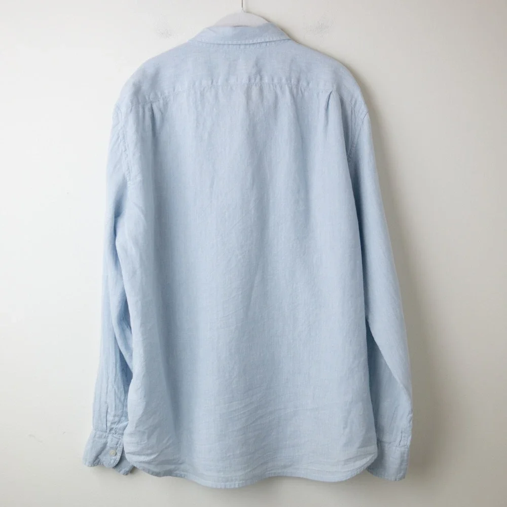 J Crew Classic Linen Cotton Blend Mens XL Light Blue Chambray AL179
